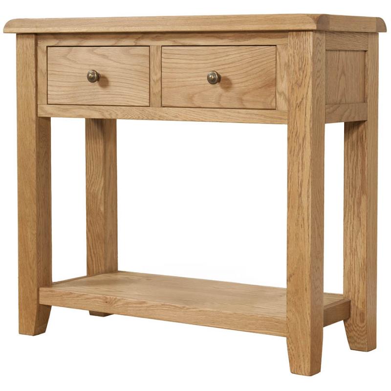 Calverley Oak Large Console Table With 2 Drawers